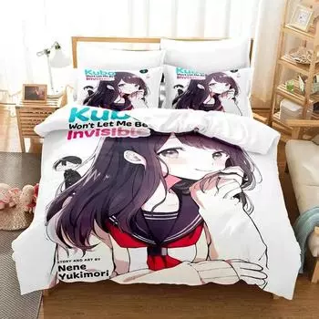 Anime Kubo Won t Let Me Be Invisible Bedding Set Duvet Cover Bed Set Quilt Cover Pillowcase Comforter king Queen Size Boys Adult 70x133cm 2pcs