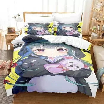 Аниме Кума Кума Медведь Постельное белье Мальчики Девочки Твин Queen Size Пододеяльник Наволочка Кровать Дети Взрослые Домашний Текстиль Текстиль 70x133cm 2pcs