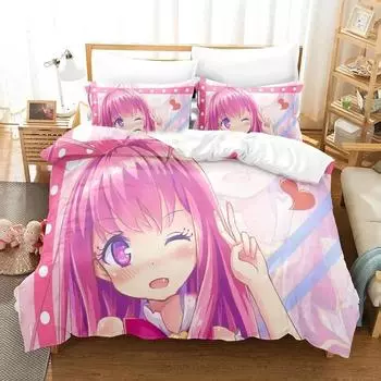 Аниме Купидоны Шоколадные конфеты Постельное белье Пододеяльник Постельный комплект Одеяло Чехол Наволочка Одеяло King Queen Size Мальчики Взрослые 70x133cm 2pcs