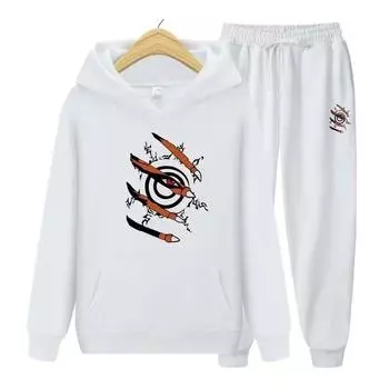 Аниме Курама с принтом, осенне-зимние толстовки + брюки, комплект из двух предметов, женские толстовки, спортивные костюмы, брюки для бега, плотная теплая одежда S