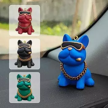 Аниме Личность Бульдог Украшение интерьера автомобиля Трендовые солнцезащитные очки Бульдог Авто Центральная консоль Украшения для автомобильных аксессуаров чёрный