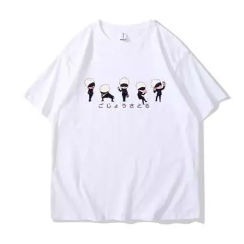 Аниме Lil Gojo принтыМужская хлопковая футболка Одежда Персонализация Уличный хип-хоп футболки свободного покроя женские с коротким рукавом1334 S