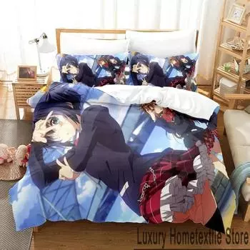 Anime Love, Chunibyo & Other Delusions Bedding Set Boys Girls Twin Queen King Size Duvet Cover Pillowcase Bed boys Adult and EU Single 135x200cm