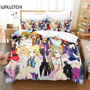 Аниме Love Live College Idol Festival Комплект постельного белья для мальчиков и девочек Twin Queen Size Пододеяльник Наволочка Детская кровать для взрослых 135x200cm 2pcs