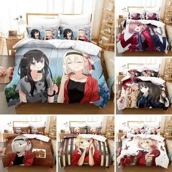 Anime Lycoris Recoil Bedding Set Duvet Cover Bedroom Comforter Covers Single Twin King Size Quilt Cover Home Textile 70x133cm 2pcs