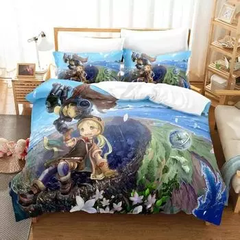 Anime Made in abyss Bedding Set Boys Girls Twin Queen Size Duvet Cover Pillowcase Bed Boys Adult Fashion Home Textileextile EU single(135x200cm)