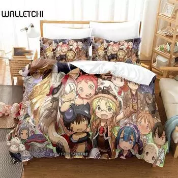 Anime Made in Abyss Bedding Set,Duvet Cover Comforter Bed Set Quilt Cover Pillowcase,King Queen Twin Size Boys Girls Adults 135X200cm