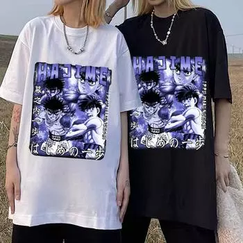 Аниме Makunouchi Hajime No Ippo Fighting Графический принт Футболка Kamogawa Boxing Gym Мужские модные футболки Негабаритные уютные топы S чёрный