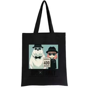 Аниме Mange Anya Forger Art, женские сумки-шопперы, винтажные парусиновые продуктовые сумки с карманом на плечо, женская большая сумка, школьный подарок для учителя, цвет хаки 24*26cm бежевый