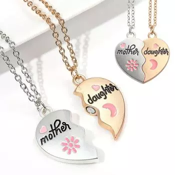 Аниме Мать и дочь Косплей Ожерелье Унисекс Золотая Цепочка Чокер Сердце Кулон Серебряные Украшения Кавайные Аксессуары Реквизит Подарки