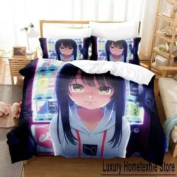 Аниме Mieruko-chan The Girl Who Can Them Комплект постельного белья для мальчиков и девочек Twin Queen Size Пододеяльник Наволочка Кровать для детей и взрослых EU Single 135x200cm