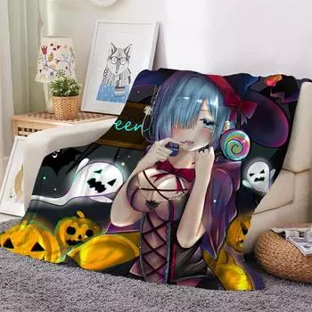 Аниме Милая Девушка Ре:Zero Rem Ram фланелевое одеяло с 3D принтом, диван-кровать, домашнее покрывало, одеяло для путешествий, аниме, одеяло, дропшиппинг 150x180cm