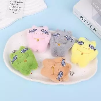 Аниме Милый Мультфильм Рыба Кошка Плюшевая Забавная Мультяшная Кукла Игрушка Брелок Подарочный Кулон Игрушка Писк Сумка Подвеска Амулеты Очаровательный Подарок хаки