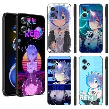 Аниме милый REM черный силиконовый чехол для телефона для Xiaomi POCO X3 X4 NFC F3 F4 GT F5 M3 M4 M6 X5 X6 Pro 5G C55 C65 M5 POCO X6 5G