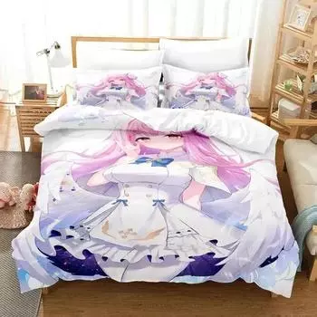 Anime Misono Mika Blue Archive Bedding Set Duvet Cover Bed Set Quilt Cover Pillowcase Comforter king Queen Size Boys Adult 70x133cm 2pcs