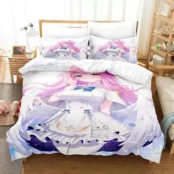 Anime Misono Mika Blue Archive Bedding Set Duvet Cover Bed Set Quilt Cover Pillowcase Comforter king Queen Size Boys Adult EU single(135x200cm)