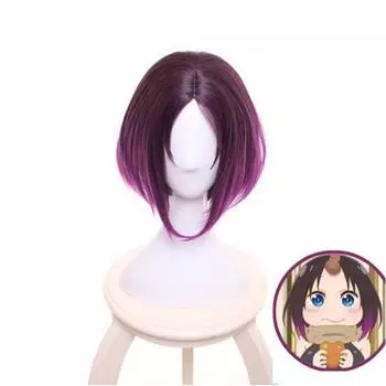 Аниме Miss Kobayashi s Dragon Maid Elma Jouii Косплей Парик Темно-Фиолетовый Короткие Синтетические Волосы С Градиентом Хэллоуин Вечеринка Ролевые Игры One Size фиолетовый