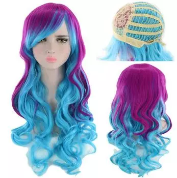 Аниме модные синтетические волнистые парики My Little Pony Принцесса Селестия косплей парик Радужные длинные вьющиеся волосы парик аксессуары 65-70CM фиолетовый