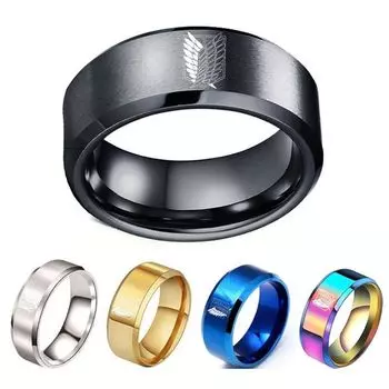 Аниме модный шарм Attack On Titan Investigation Corps Logo Ring Wings Of Freedom Rings Levi Mikasa Ackerman Party Jewelry 10 синий
