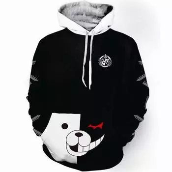 Anime Monokuma Danganronpa Cosplay Hoodie Sweaters Unisex Casual Sweatshirt Coat S