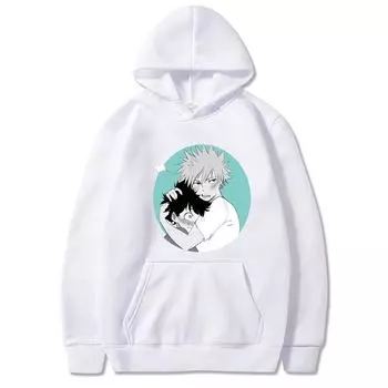 Аниме Моя геройская академия Бакугоу Катсуки и Мидория Изуку Забавный графический принт Мужские и женские толстовки с капюшоном Пуловер Harajuku Толстовка XS чёрный