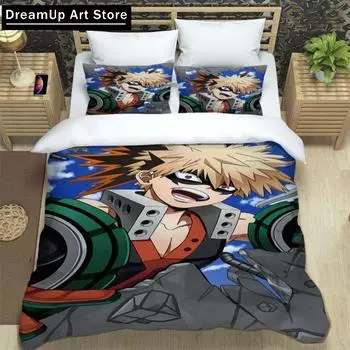 Аниме Моя геройская академия мультфильм пододеяльник постельный комплект постельного белья пододеяльник односпальный двуспальный двуспальный двуспальный для мальчиков взрослый EU Single 90x200cm