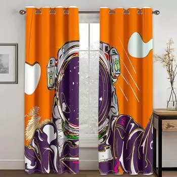 Аниме мультфильм космический астронавт высокая затемняющая штора для гостиной спальни окна отеля плотные затемняющие шторы различные драпировки W55 X H120cm X 2&HOOK