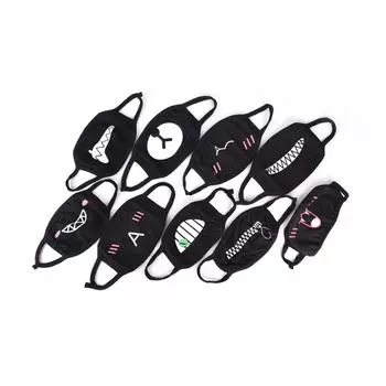 Аниме мультфильм Lucky Bear для женщин и мужчин муфельные маски для лица и рта, хлопковая пылезащитная маска для рта и лица 23# чёрный