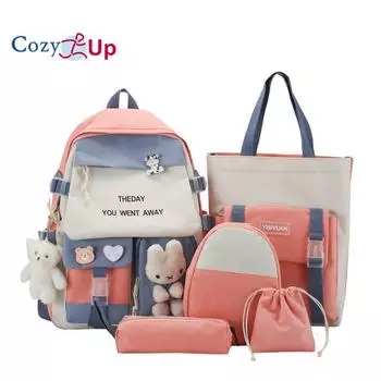 Аниме мультфильм рюкзак большой емкости школьная сумка повседневный нейлоновый рюкзак женский 44x30x12cm розовый