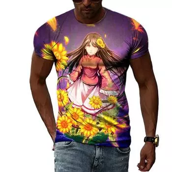 Аниме Мультфильм Волшебная девочка Подросток Мужские и женские футболки с принтом Хип-хоп Харадзюку Личность Круглый вырез Короткий рукав Топ S