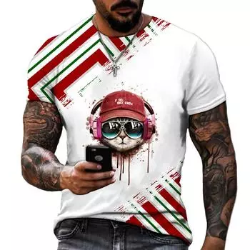 Аниме мультфильм животное аватар кот пингвин веселье 3D печать мужчины и женщины футболка лайкра полиэстер большой летний топ XS