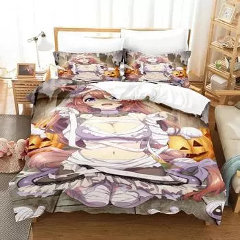Anime Mummy Girls Bedding Set Boys Girls Twin Queen Size Duvet Cover Pillowcase Bed Kids Adult Fashion Home Textileextile 70x133cm 2pcs