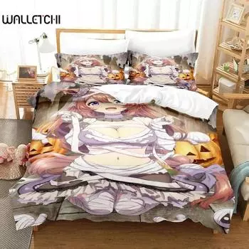 Anime Mummy Girls Bedding Set Boys Girls Twin Queen Size Duvet Cover Pillowcase Bed Kids Adult Fashion Home Textileextile EU Single 135x200cm