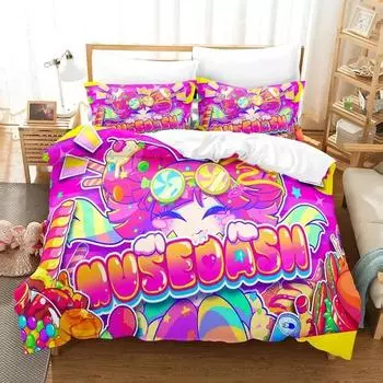 Anime Muse Dash Game Bedding Set Duvet Cover Bed Set Quilt Cover Pillowcase Comforter king Queen Size Boys Adult Bedding Set 70x133cm 2pcs