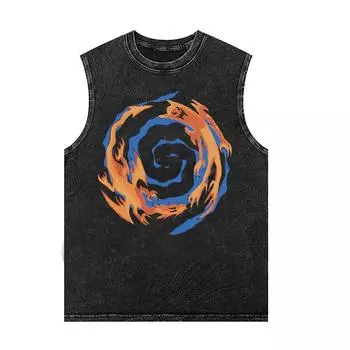 Аниме Мужские майки Летние Женские Футболки для спортзала Оверсайз Винтажные Вываренные Жилеты Харадзюку Мужская Безрукавная одежда S