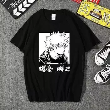 Аниме My Hero Academia Bakugou Katsuki Повседневная летняя свободная футболка Harajuku для унисекс/женская толстовка L