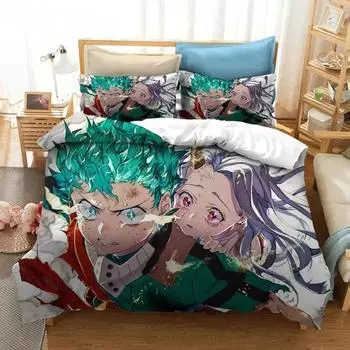 Anime My Hero Academia Bedding Set Boys Girls Twin Queen Size Duvet Cover Pillowcase Bed Boys Adult Fashion Home Textileextile EU single(135x200cm)