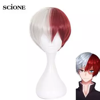 Аниме My Hero Academia Boku no Hiro Akademia Shoto Todoroki Shouto белый и красный парик для косплея + шапочка для парика