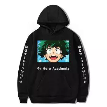 Аниме My Hero Academia толстовки мужские повседневные удобные крутые модные уличные толстовки японские свободные мужские толстовки с капюшоном с рисунком XS чёрный