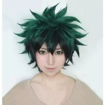 Аниме My Hero Academy Boku no Hiro Akademia парики Izuku Midoriya короткий зеленый черный Ombre термостойкий парик для косплея One Size зелёный