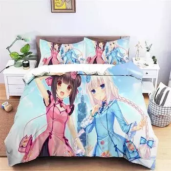 Anime Nekopara Sexy Girl Duvet Cover Bedding Comforter sets Soft Quilt Cover and Pillowcases Single Double Queen King 70x133cm 2pcs