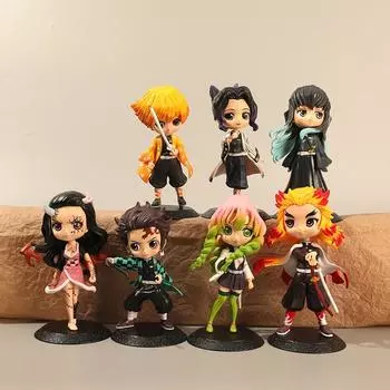 Аниме Nezuko Tanjirou Zenitsu Inosuke Kyoujurou Giyuu Kawaii Qposket ПВХ модель игрушки собирать подарок