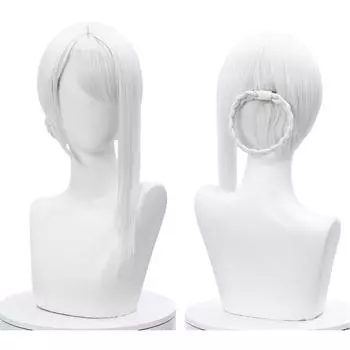 Аниме NieR Kaine, парик для косплея, NieR RepliCant, серебристо-белые плетеные волосы с челкой, синтетические волосы, термостойкие One Size белый
