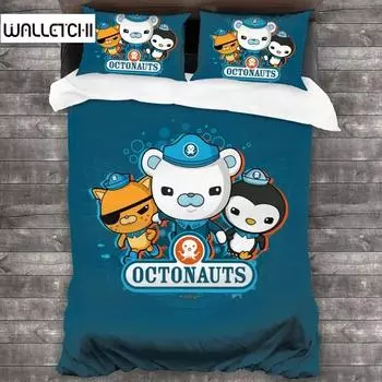 Аниме Октонавты Комплект постельного белья для мальчиков и девочек Твин Queen Size Пододеяльник Наволочка Кровать Дети Взрослые Мода Домашний Текстиль Текстиль EU Single 135x200cm