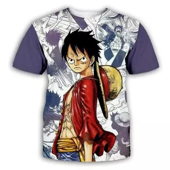 Аниме One Piece Луффи модная детская футболка для мальчиков и девочек 3D повседневная летняя мужская и женская забавная футболка с героями мультфильмов, топы, футболки M