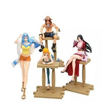Аниме One Piece Луффи Нами Эйс Хэнкок Фигурка Барная позиция Сидячая поза Фигурка Модель Кукла Коллекция Игрушка в подарок