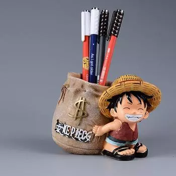 Аниме One Piece Luffy, смоляные офисные держатели для ручек, коллекционная обезьяна D Luffy, 10 см, настольный держатель для карандашей, экшн-фигурка, офисное использование