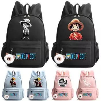 Аниме One Piece Printed Boy Girl Schoolbag Компьютерная водонепроницаемая сумка Большая вместимость Канцелярские принадлежности для детей Студентов Подростков Подарки на день рождения Mochila