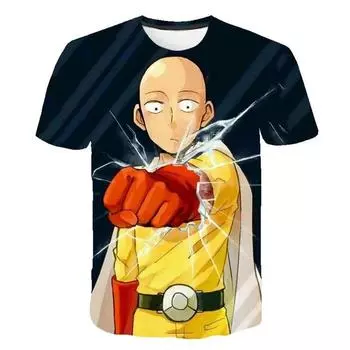 Аниме One Punch Man футболка с 3D принтом, мужские повседневные модные топы с короткими рукавами, мужские футболки с круглым вырезом, одежда оверсайз S