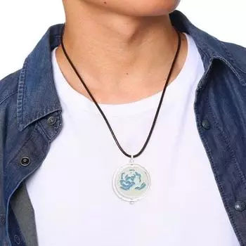 Аниме-ожерелье с синими розами, 3D-резьбой, вращающийся дизайн, ожерелье с гальваническим покрытием из сплава, подарок для поклонников аниме, украшения на шею синий